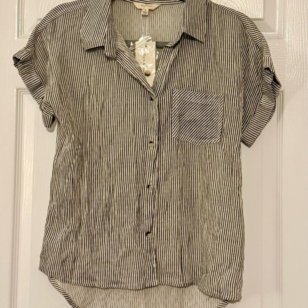 Striped Black and White Women's Blouse